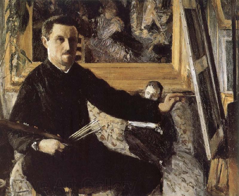 Gustave Caillebotte The self-portrait in front of easel France oil painting art